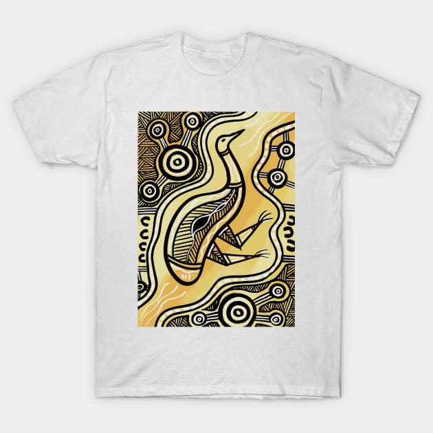 Aboriginal Art - Emu Gold T-Shirt by hogartharts